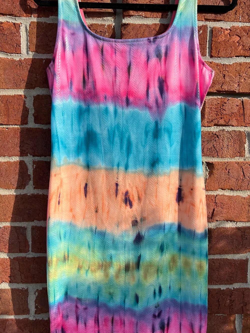 Fashion Nova Blue, Pink & Peach Blurred Tie-Dye Mini Dress